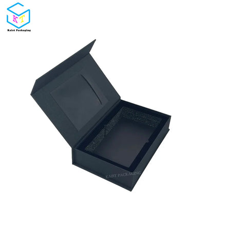 Customizable Black Fabric Wallet Box | Fashion Accessory Presentation Box with Logo Printing