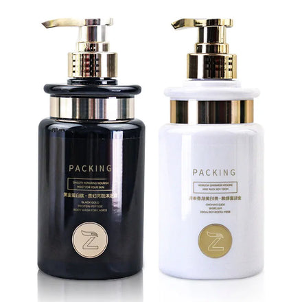 Luxury 300ML 500ML PET Plastic Refillable Shampoo Bottle Body Lotion Cosmetic Gold Pump Container