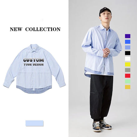 Custom logo New Design Wholesale Women's Shirts High Quality Casual Striped Plus Size Men's Shirts