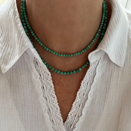 Handmade 14K Gold Tiny Turquoise Beaded Necklace Genuine Natural Turquoise Gemstone Beads Layering Necklace Women Jewelry