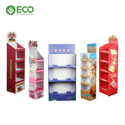 Custom Portable Corrugated Cardboard Display Rack for Chocolate Candies Free Standing Retail Shop POS Display for Mall Use