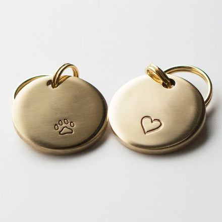 Engrave logo Name Custom Gold Plated Pet Circle Metal Tags for Engraving