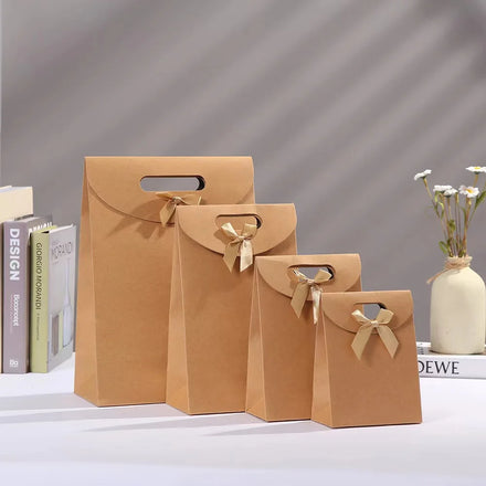 Wholesale Classic Kraft Paper Gift Bags with Embossed Surface for Sugar & Baby Food Packaging