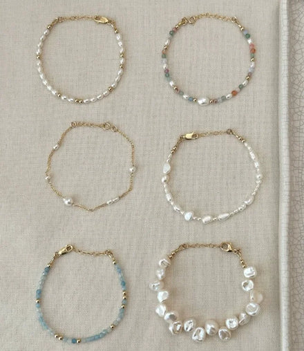 Summer Beach Pearl Gold Plated Bracelets Fashion Freshwater Pearl Natural Stone Beaded Bracelets Jewelry for Women