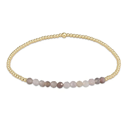 Bohemia 18K Gold Stainless Steel 2mm Bead Stretch Bracelet Mini Natural Agate Gemstone Bead Bracelets for Women Girls Jewelry