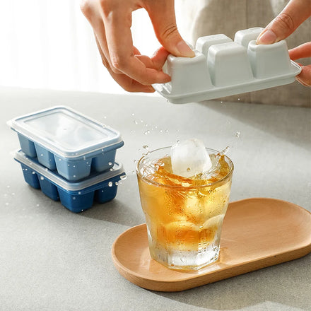SHIMOYAMA 3 PACK Summer Trending Cool Drinks Making Ice Blocks Tool Soft Bottom Easy Easy Demoulding Ice Cube Tray With Lid