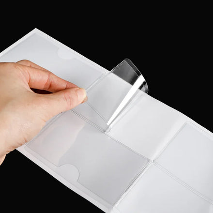 Customized clear Sticky Backed Pockets PVC Label Folder Bag Adhesive Backed Card with A5 A6 More Size