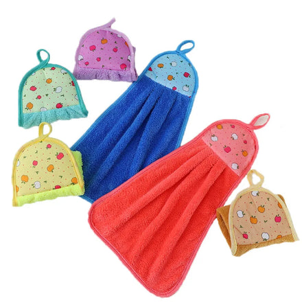 KEFEI Microfiber Coral Velvet Hanging Hand Towel Thickened Kitchen Rag Absorbent Household Daily Cleaning Cloth Woven Technique