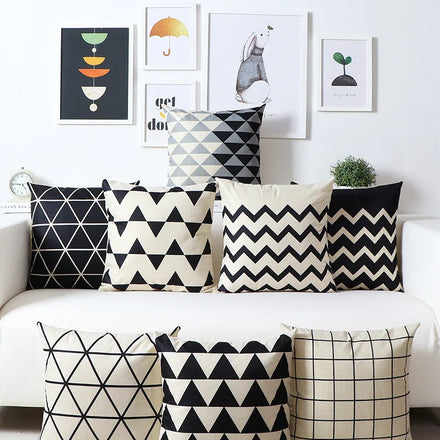 Amity Modern Fashion Pillowcase Black and White Geometric Pattern Pillowcase Sofa Car Decoration Cushion Cover