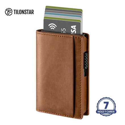 Factory Custom Leather Aluminum Credit Card Holder Pop up Wallet Men's Card Holders