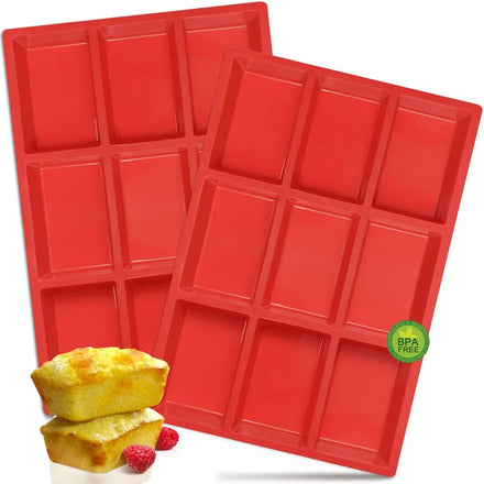 Silicone Mini Loaf Pans 9 Cavities Rectangle Bread Baking Mold Non-Stick Cake Tools for Cake Meatloaf Bread Food Grade BPA Free