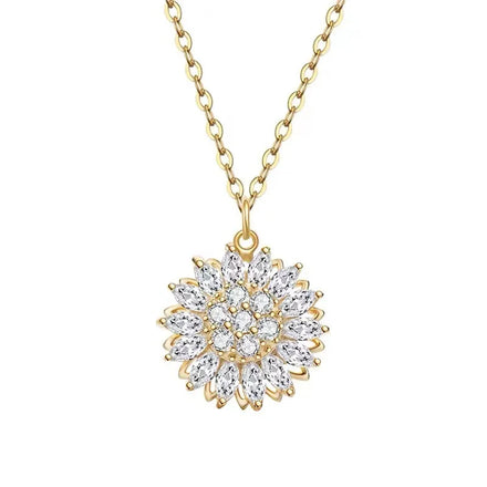 Sunflower Snowflake Necklace Female Trendy Ins Cold Wind Light Luxury Design Sun Flower Clavicle Chain Necklace for Women