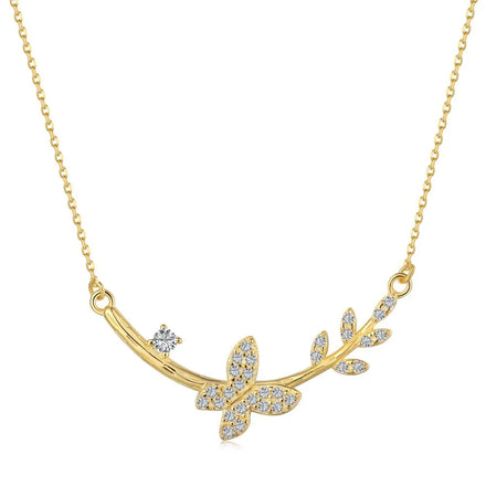 S925 Sterling Silver Necklace Female Design Sense Niche Light Luxury Inlay Butterfly Zircon Necklace Women Custom Pendant