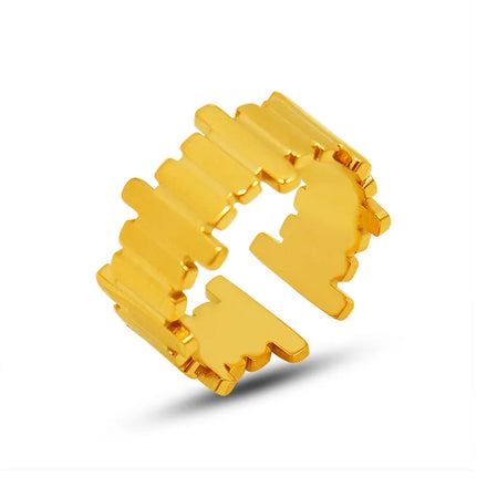 18k PVD Gold Plated Stainless Steel Engagement Wedding Ring