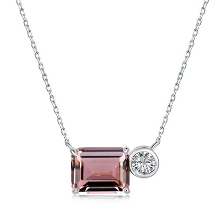 S925 Sterling Silver Women's Color Zirconium Inlay Simple and High-End Sense Prismatic Necklace Women Custom Pendant