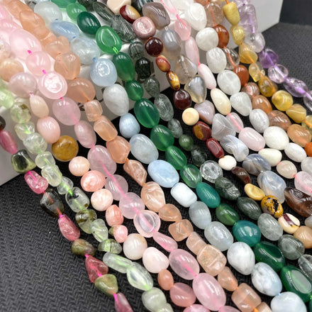 6-8mm Pebble Nugget Tumble Gemstone Beads Irregular Natural Labradorite Tumble Stone Strand Beads for DIY Jewelry Making