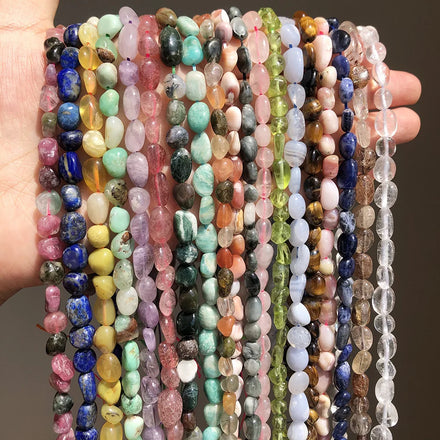 Wholesale 6-8mm Natural Amethyst Tiger Eye Tumbled Stone Beads Irregular Spacer Gemstone Beads for Jewelry Making DIY Bracelet