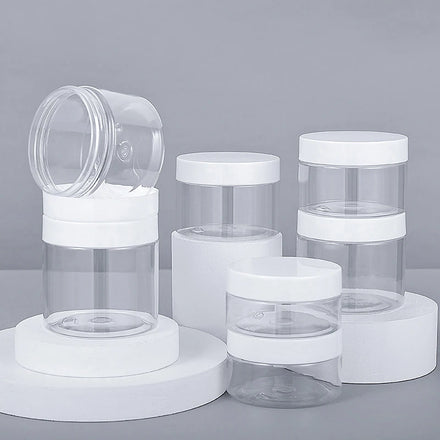 Low MOQ 30ml-500ml Double Layer PET Plastic Eye Cream Jar Container with Customized Options