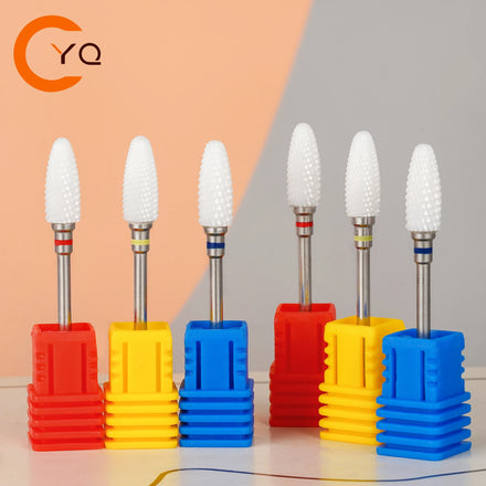 Best Selling Ceramic Nail Drill Bits Corn Shape Beauty Tool for Acrylic Gel Removal Clean Cuticle Made From Plastic