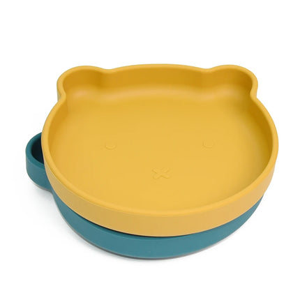 BPA Free Kids Silicone Baby Plate Baby Bear Plate With Suction Bowl Plate Baby Dinner Feeding Set