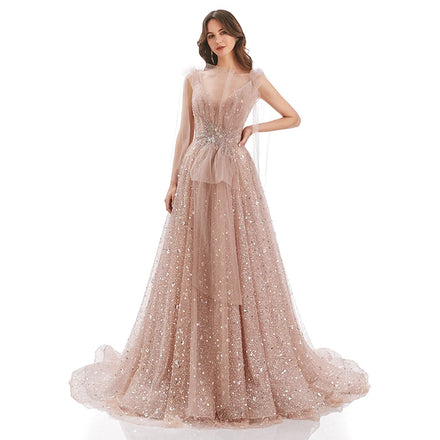 Jancember RL144 Classic Pink Ball Gown With Chapel Train Full of Sequined Wedding Dress