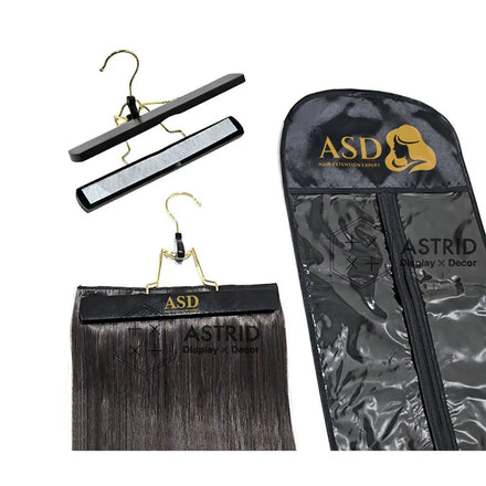 Astrid 29 X 60 cm Reusable High End Fashionable Customizable Hanger Custom Logo Polyester Satin Silk Fabric Hair Extension Bag