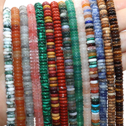 2x6mm Natural Abucas Stone Beads Agate Tiger Eye Gemstone Rondelle Flat Loose Tyre Spacer Abacus Beads for Jewelry Making