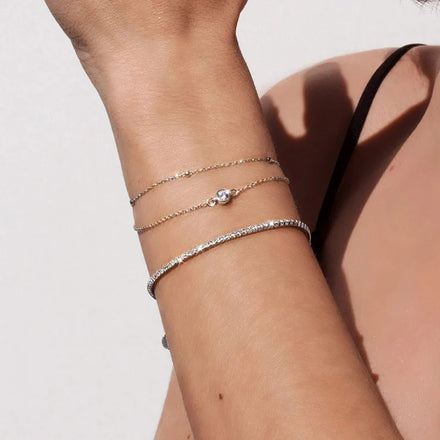 Low MOQ 10pcs Wholesale Women Hand 5A 925 Sterling Silver Princess Cut Zircon Tennis Bracelet 18k Gold Party Gift