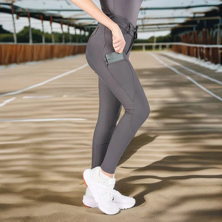 Equestrian Clothing Women's Set Zipper Breeches High Stretchy Anti-UV Short Sleeve Tops With Zipper for Rider