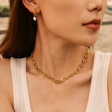 2023 New Trend Chic 18k Gold Plated Shell Shape Necklace Stainless Steel Fashion Jewelry