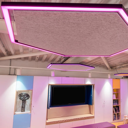 Hot Sell Hexagonal Led Ring Pendant Light With Sound-absorbing Felt Led Pendant Lamp for Commerical Project