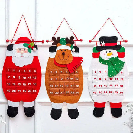 Fabric Christmas Advent Calendar Wall Hanging Countdown to Christmas Calendar With Pockets to Fill Reusable Felt Santa Calendar
