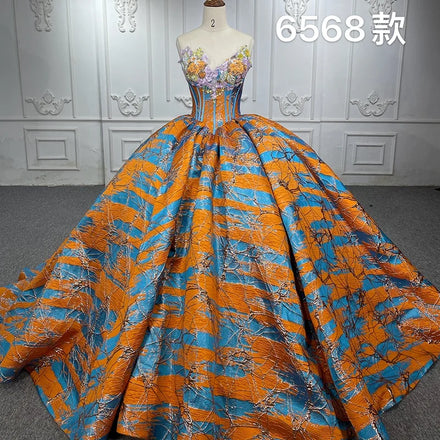 Jancember 6568 Elegant Contrast Color Plus Size Evening Ball Gown Party Quinceanera Dress