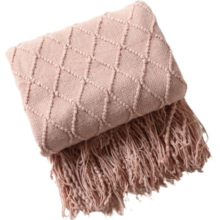 Amity Knit Blankets Manufacturers Tassel Couch Cover Knitted Decorative Soft Solid Color Sofa Blanket Cheap Throw Blanket