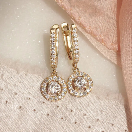 Fast Shipping 1 CT Vss Round Brilliant Cut Lab Grown Diamond Earring New Design 14K 18K Gold Fine Jewelry Earring