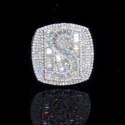 Hip Hop Style Custom Emerald Cut Moissanite Vvs Ring Iced Out Pass Diamond Test 925 Silver Rings Jewelry for Men Women