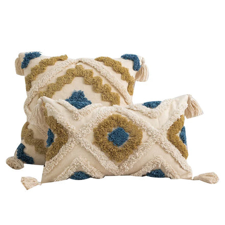 Amity Nordic Boho Style Luxury Tufted 45*45 Pillow Cover Bohemian Moroccan Retro Geometric Embroidered Tassel Cushion Covers