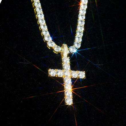 Wholesale Price 1.2Inch Moissanite Cross Pendant Hip Hop Style Round Brilliant Cut Moissanite 925 Silver Hip Hop Pendant