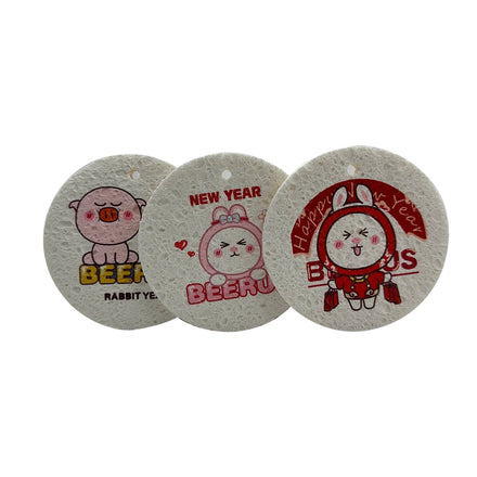 White Natural Printing Pattern Compressed Cellulose Biodegradable Sponge for Dishes