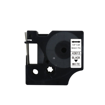 Tatrix 6mm Black on White Compatible Label Tape Cartridge 43613 for DYMO LabelManager PNP/150/160/210D/280/350/420P/450/450D/500