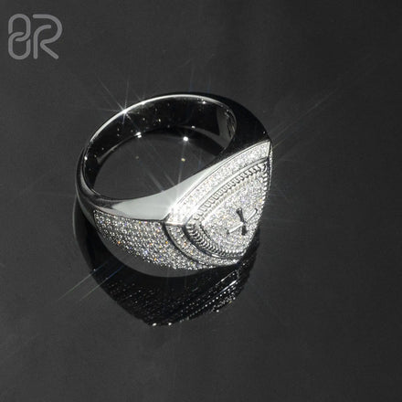 Luxury Design Triangular 925 Silver Hip Hop Ring Pass Diamond Test Round Brilliant Cut Vvs Moissanite Fine Jewelry Rings