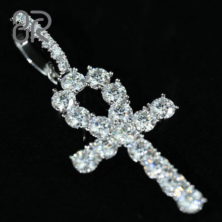 1.5 Inch Moissanite Cross Pendant Hip Hop Style Round Brilliant Cut Vvs Moissanite 925 Silver Fine Pendant Jewelry