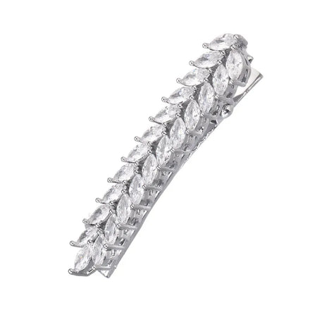 Wholesale Accessories Women Crystal Cubic Zirconia Leaf Wedding Barrettes Bridal Hair Clip