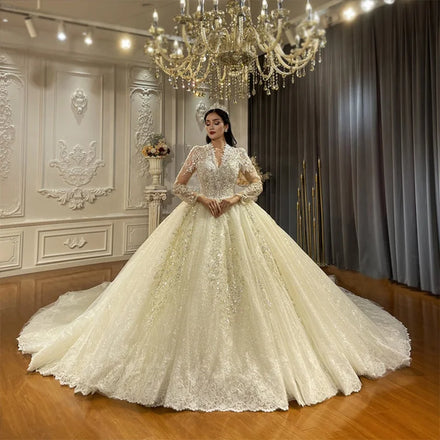 Jancember CJ066 Luxury Glaromous Princess Ball Gown Bridal Glitter Wedding Dresses
