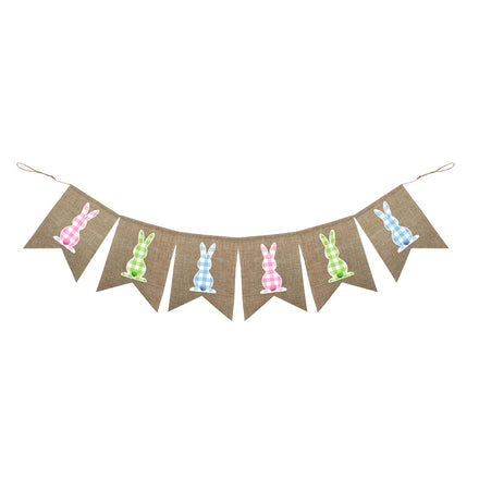 Rabbits Design Polka Dots Swallowtail Printed Polyester 48'' Digital Printing 3-color Party Banner Festive Holiday Bunting Home