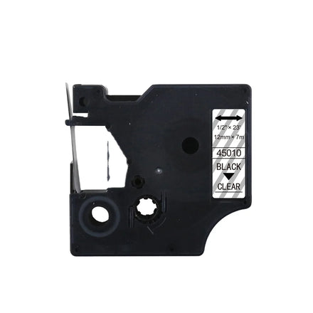 Tatrix 12mm Black on Clear Compatible Label Tape Cartridge 45010 for DYMO LabelManager PNP/150/160/210D/280/350