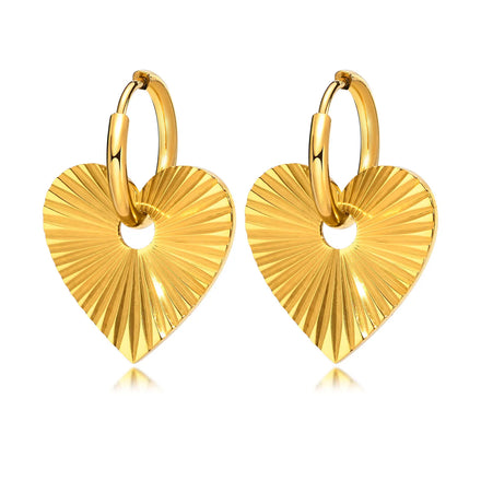 18K Gold Plated Stainless Steel Geometric Huggie for Women Trendy Chrome Heart Design Zircon Exaggerated Chrome Heart Jewelry