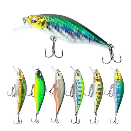 6 Different Colors 92MM-11.8G Plastic & Metal Floating Fishing Minnow Lure with 3D Lure Eyes and Hooks