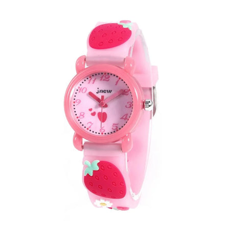 Pink Strawberry 3D Cartoon Analog Quartz Watch for Kids Sport & Fashion Watch for Children