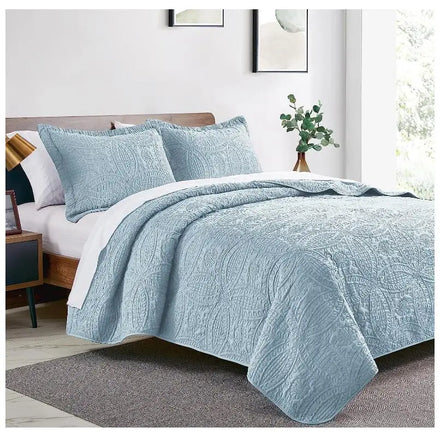King Quilt Bedding Set Bedspread 2 Pillow Shams 300tc Modern Style All-Season Wedding Seven-piece Kit Oko-Tex Certified